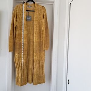 Marled dark yellow long cardigan womens size L